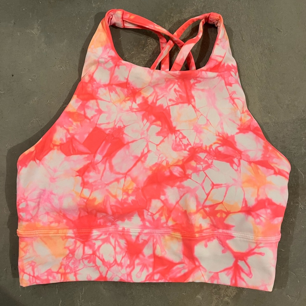 Lululemon Vibrant Pink and Orange Tie-Dye Sports Bra